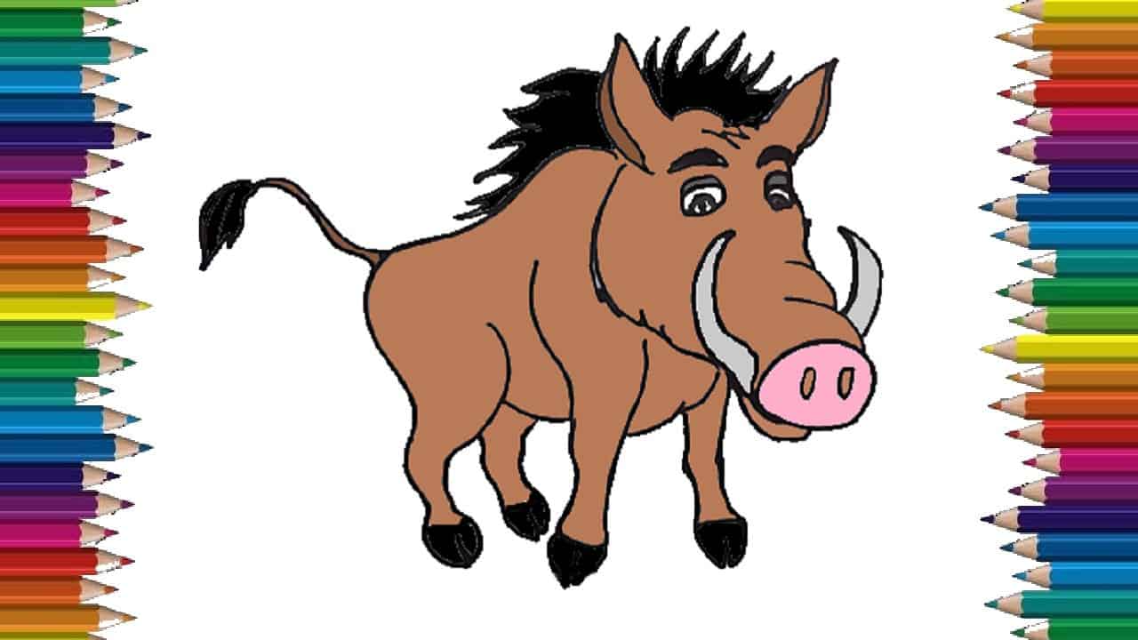 How to draw a wild boar cartoon step by step | Easy animals to draw easy