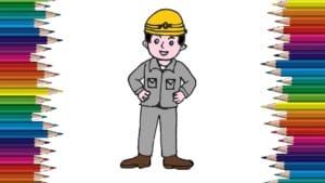 How to draw a worker cartoon and easy step by step