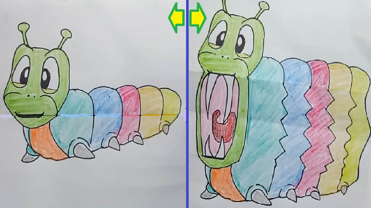 Funny drawings | Easy paper crafts | How to draw a worm step by step