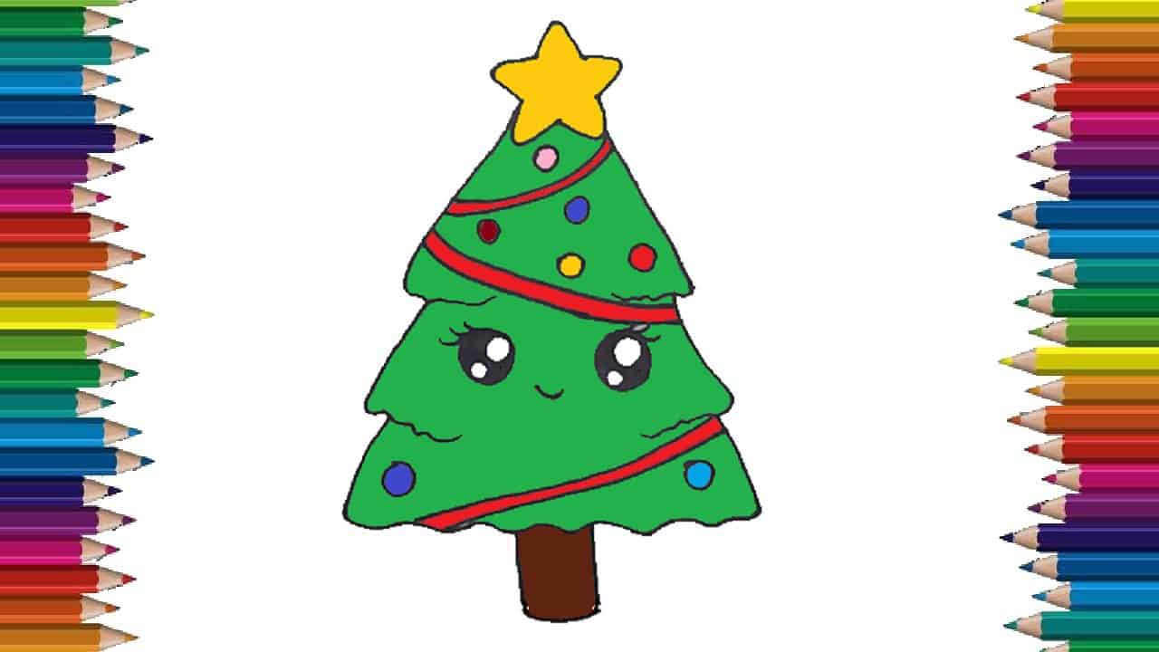How to Draw a Christmas Tree cute and easy | Easy drawings for kids