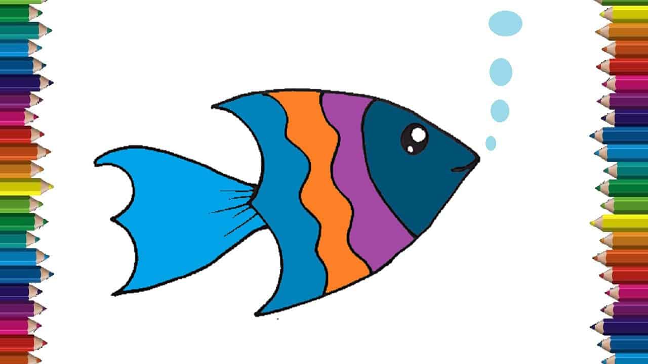 How to draw a fish cute and easy step by step | Easy animals to draw