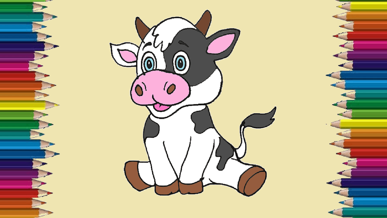 How to draw a cute cow step by step | Baby cow drawing easy for kids
