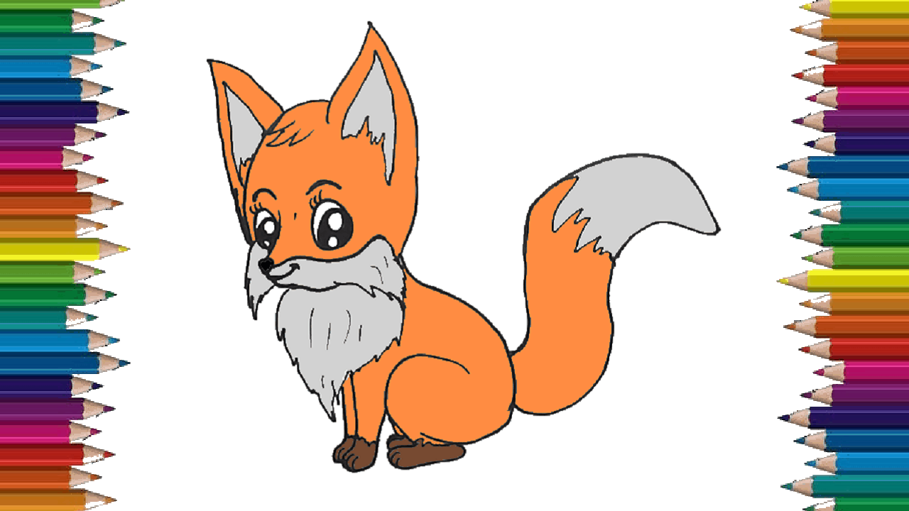 How to draw a baby fox cute and easy | Cartoon Fox drawing step by step