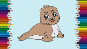 How to draw a baby seal cute and easy - Seal cartoon drawing step by step