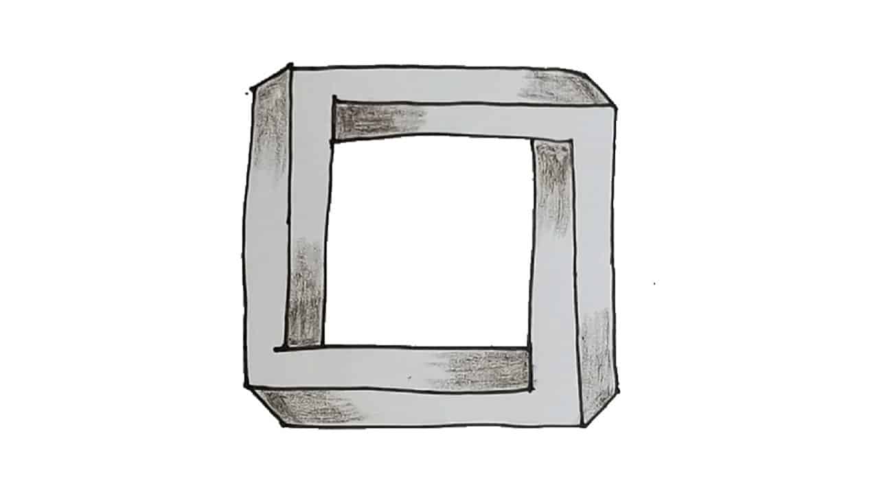 How to draw a Impossible Square 3D easy – 3D drawing step by step for beginners