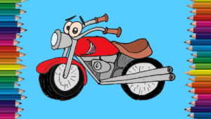 How to draw a cartoon motorbike