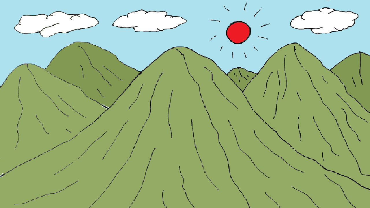 How to draw a landscape, mountains – landscape picture drawing easy for beginners
