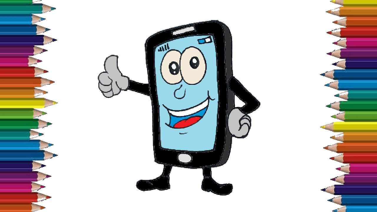 How to draw a phone cute and easy – Cartoon phone drawing and coloring