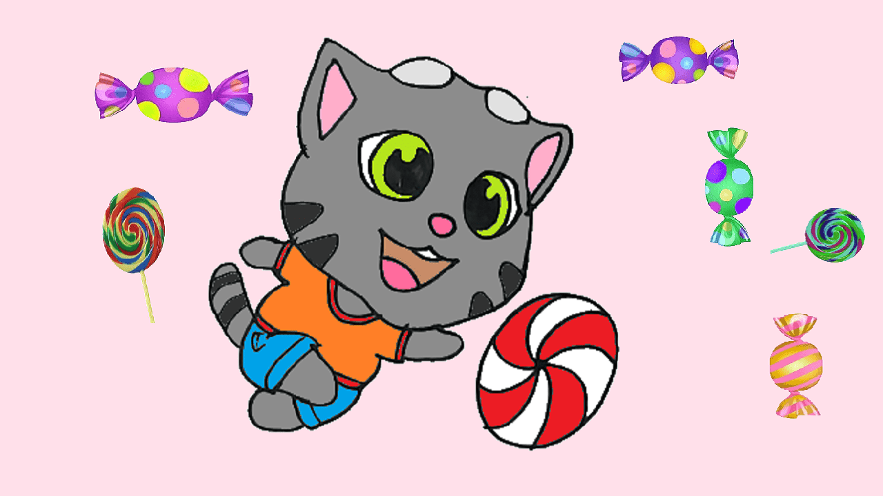 Talking tom candy run drawing for kids – Cartoon Drawing easy for beginners