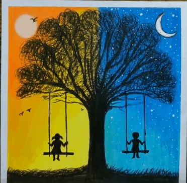 Day and Night scenery drawing with Oil Pastels | Step by step for beginners