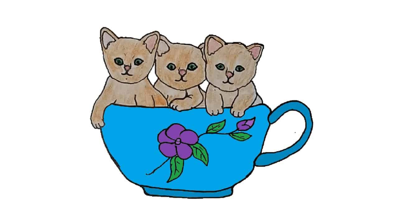 How to draw a kitten easy – Cute cat drawing and coloring