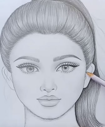 How to draw a girl with ponytail hairstyle | Pencil drawing step by step