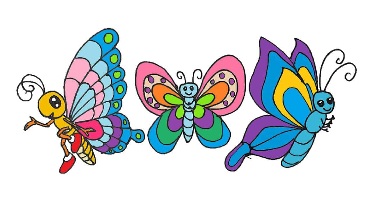 How to draw a butterfly step by step | Butterfly cartoon drawing easy