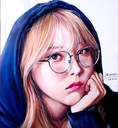 How to draw Moonbyul from the K-pop girl group Mamamoo