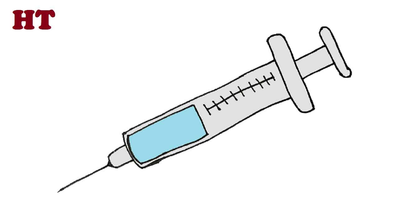 How to draw a Syringe step by step