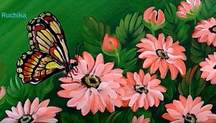 How to paint Flowers and Butterfly