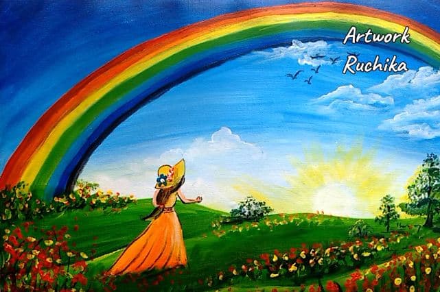 How to paint Girl and Rainbow