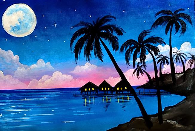 Night on the Seascape Painting