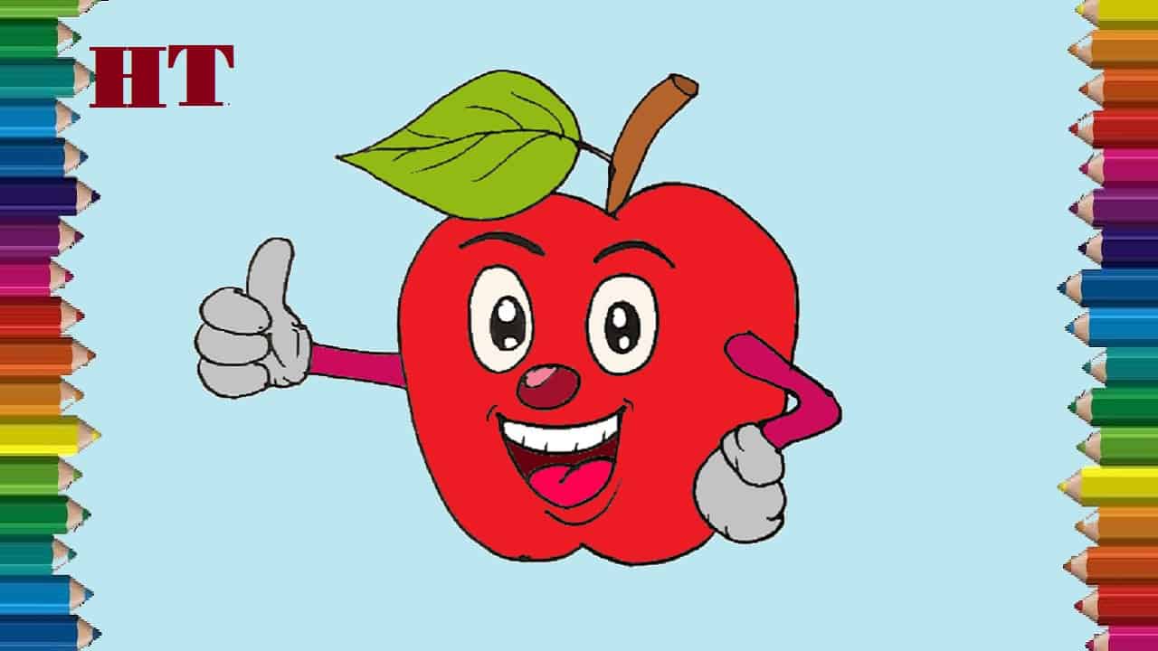How to draw a Cute Cartoon Apple easy