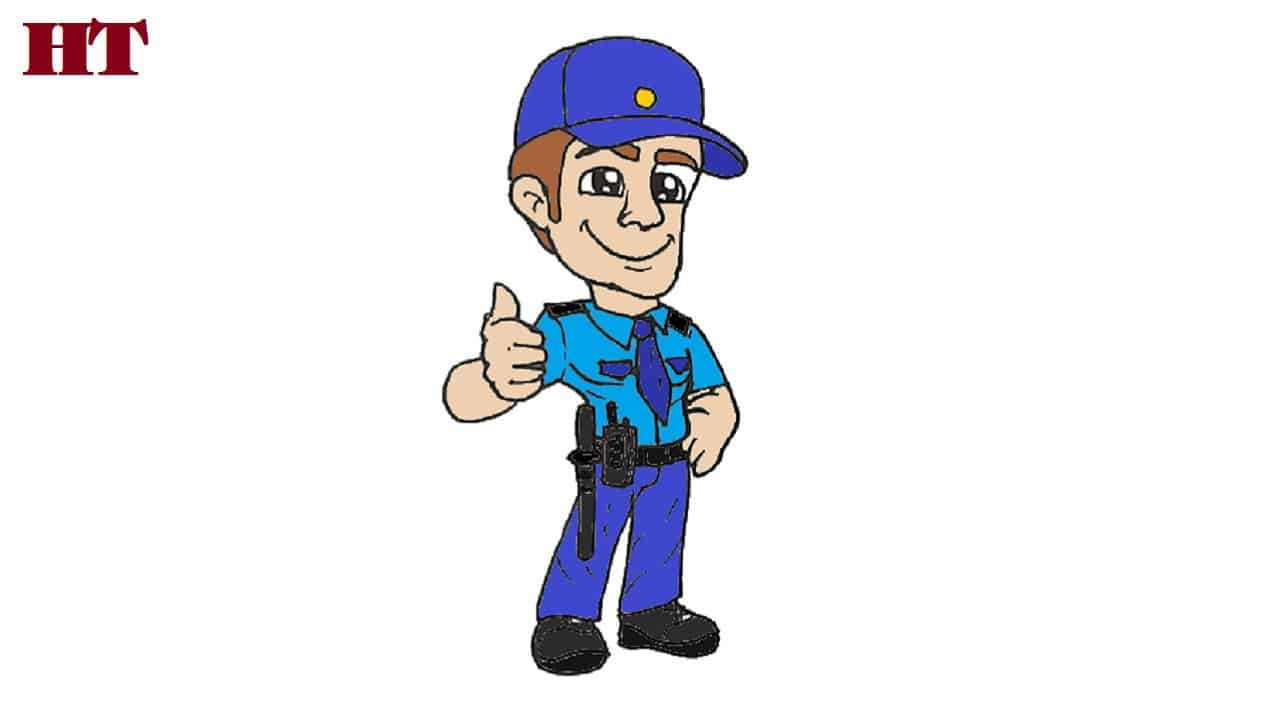 How to draw a security man cute and easy