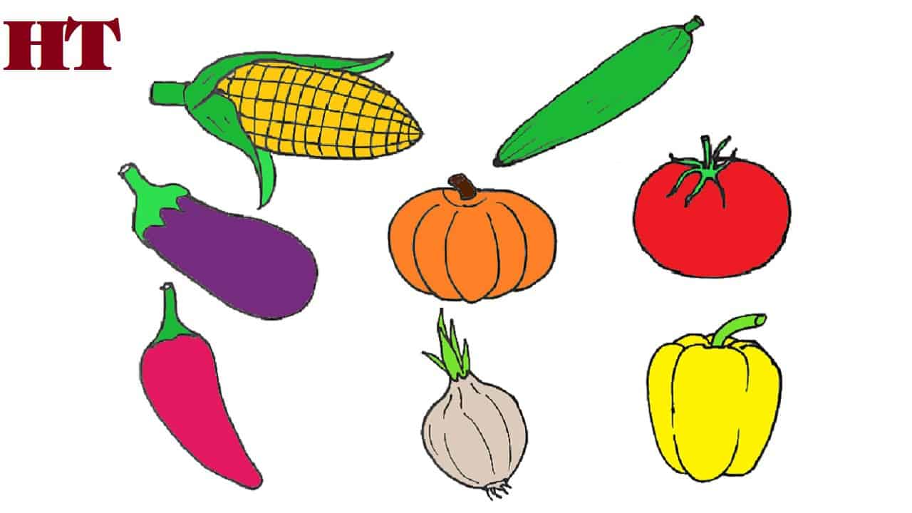 How to draw a vegetables step by step | Fruit drawings easy