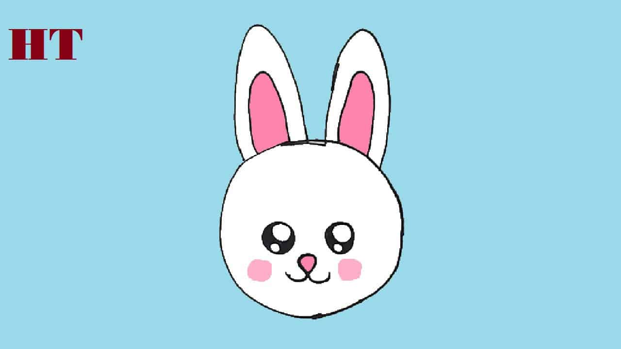How to draw a cute bunny face easy