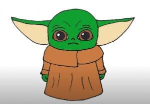 How to draw baby yoda from star wars step by step