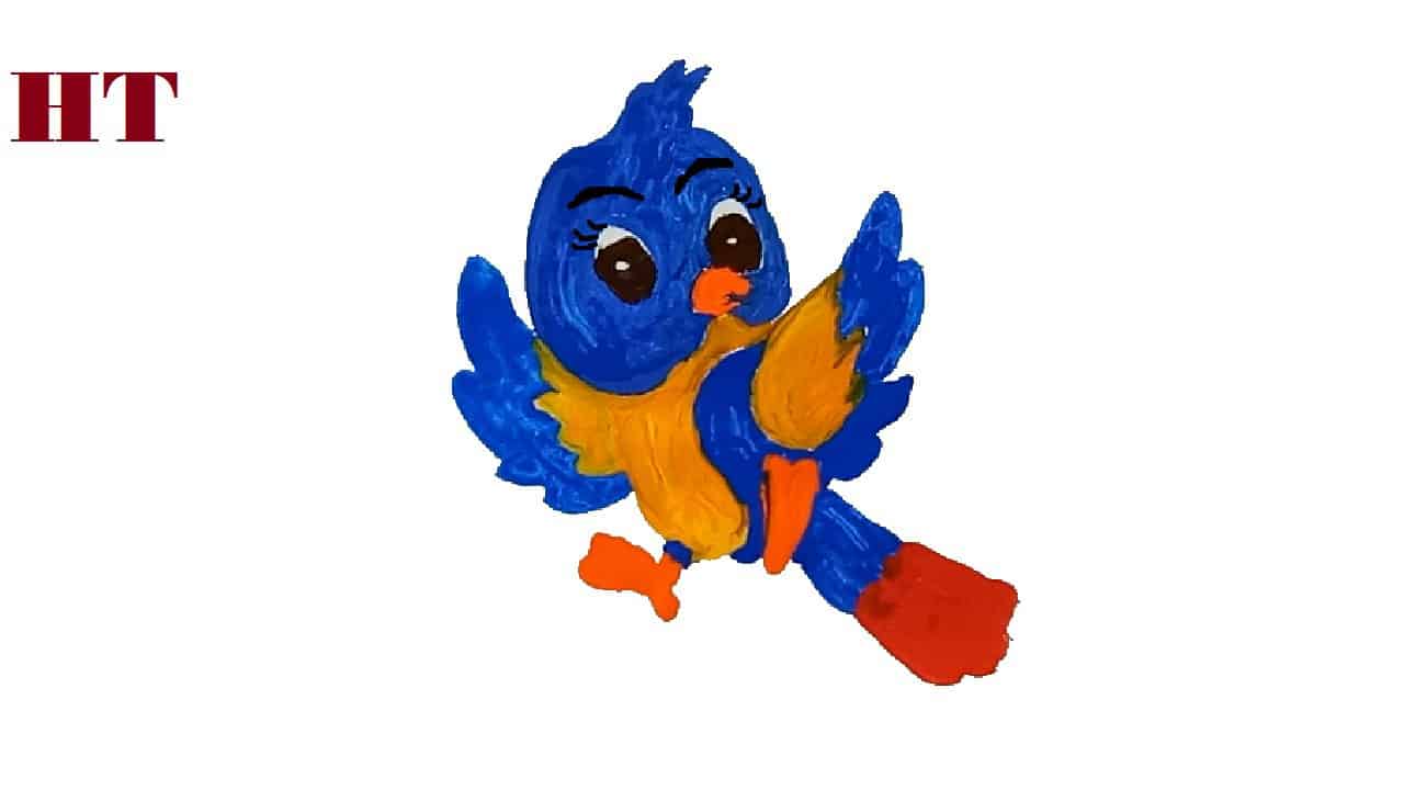 How to paint a cartoon bird cute and easy