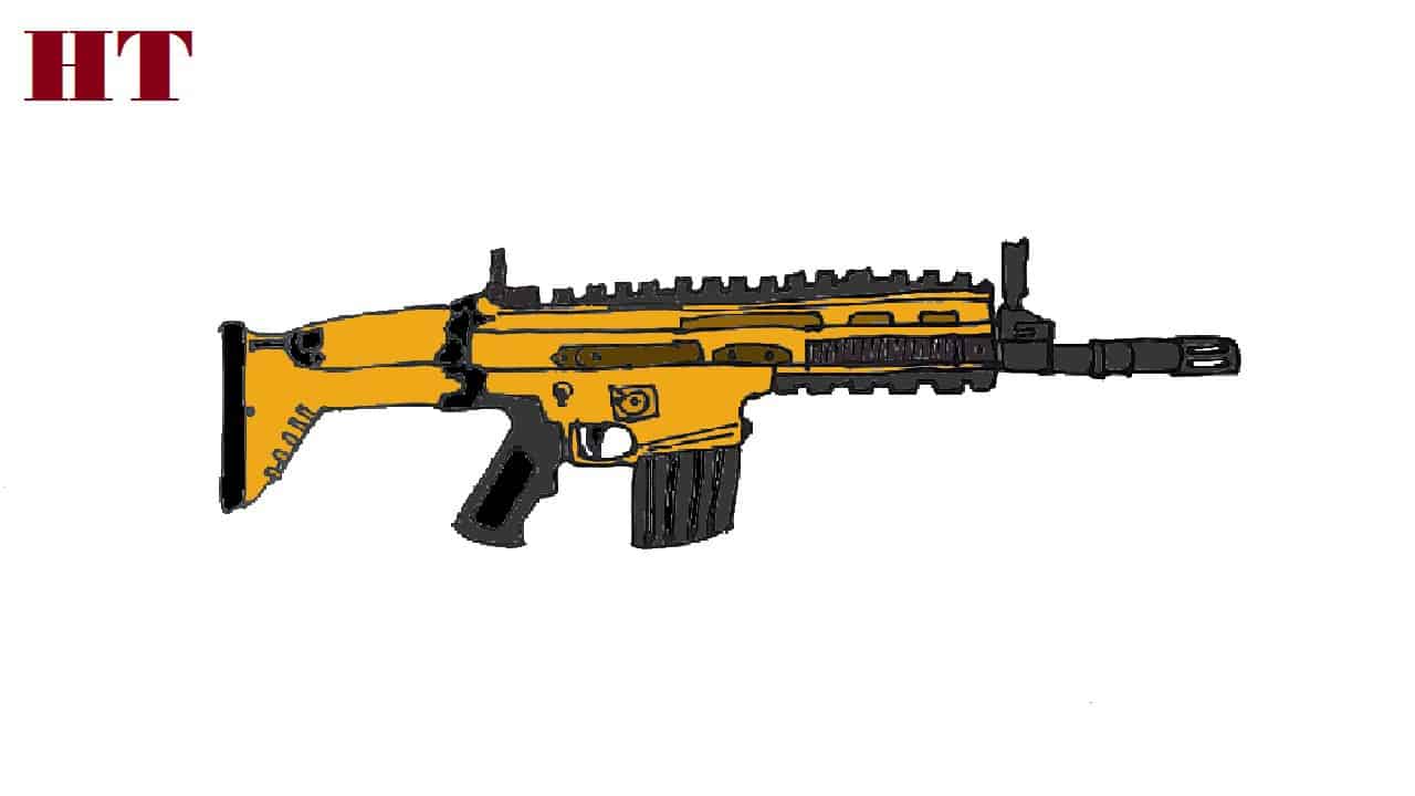 How to draw a Scar gun in Free fire and pubg