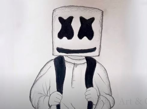 Marshmello Drawing easy for beginners