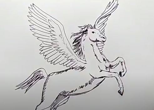 How to draw a Pegasus step by step