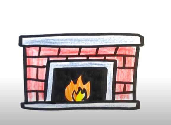 How to Draw a Fireplace Step by Step