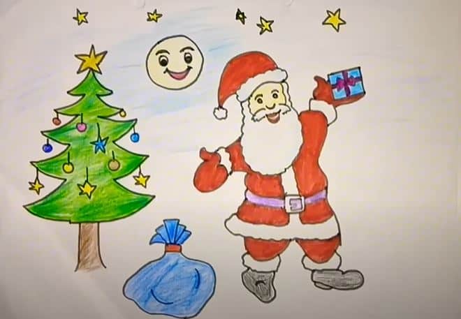 Happy Christmas Drawing For Beginners – Santa Claus Drawing