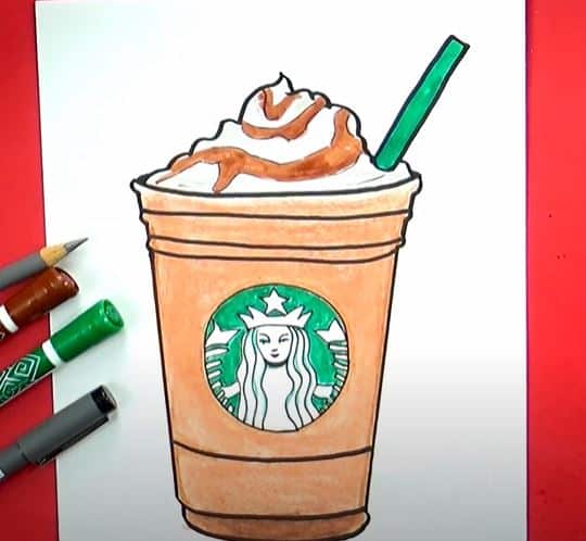 How to draw a Frappuccino Step by Step