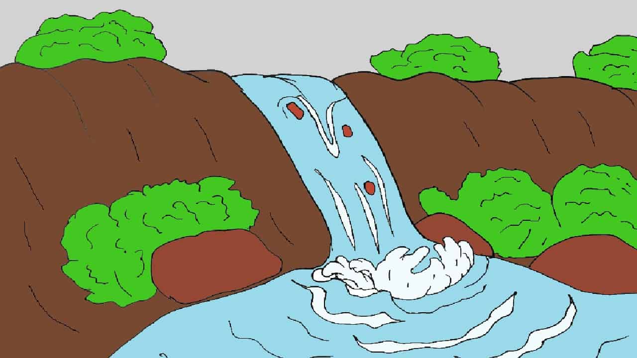 How to Draw a Waterfall Step by Step