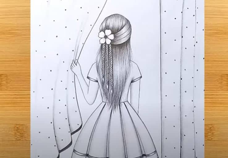 A girl beside the window Drawing – How to draw a girl with beautiful hairstyle