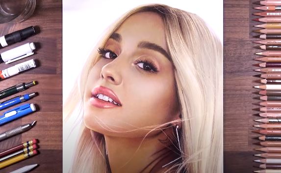 Ariana Grande Drawing with Pencil