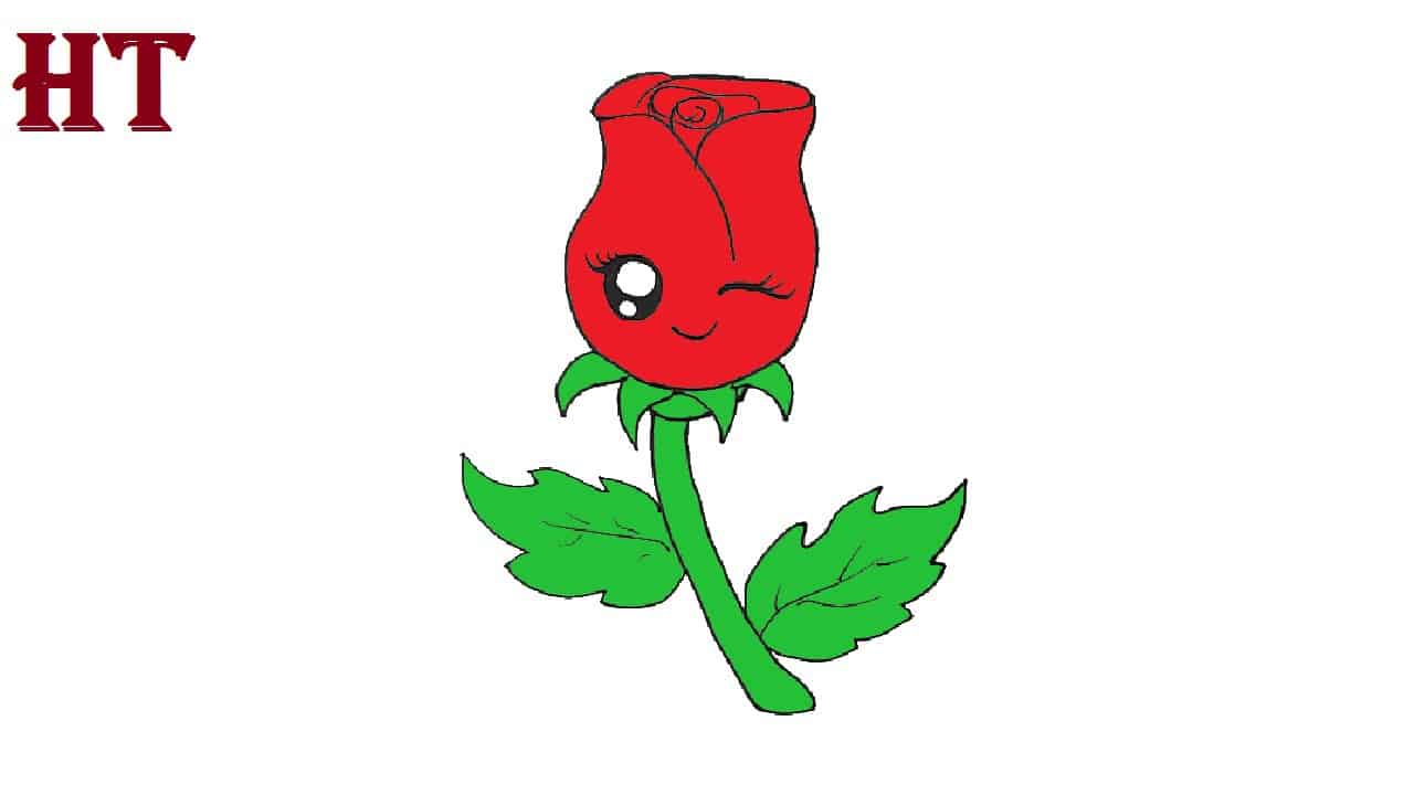 How to draw a Rose Cute and easy for kids