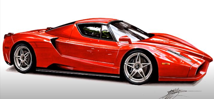 How to Draw a Ferrari Enzo Step by Step || Car Drawing Tutorial