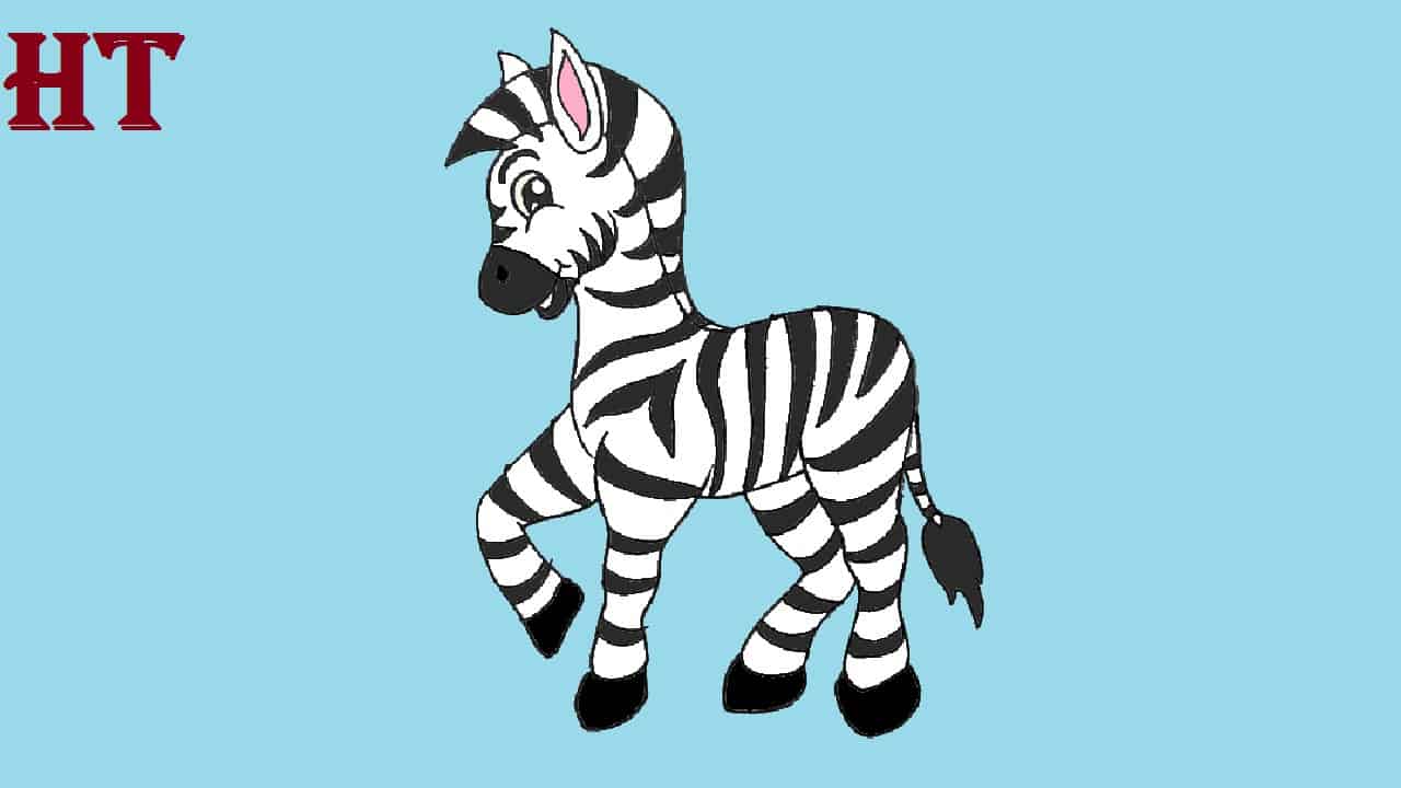 How to draw a Cartoon Zebra Cute and Easy