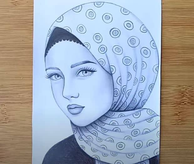 How to draw a Girl with hijab Step by Step – Pencil Drawing Tutorial