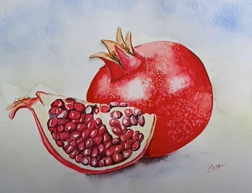 How to Draw a Pomegranate Step by Step || Fruits Drawing Tutorial
