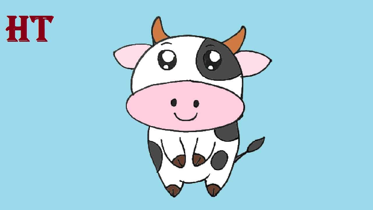 How to draw a Simple Cow cute and easy Step by Step