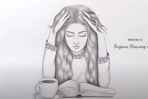 Drawing A Girl Studying Moment - How to draw a Girl with Pencil