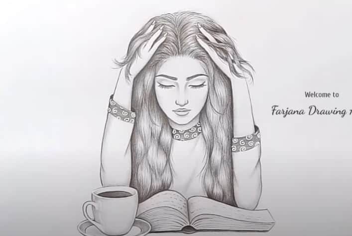 Drawing a Girl Studying Moment || How to draw a Girl with Pencil