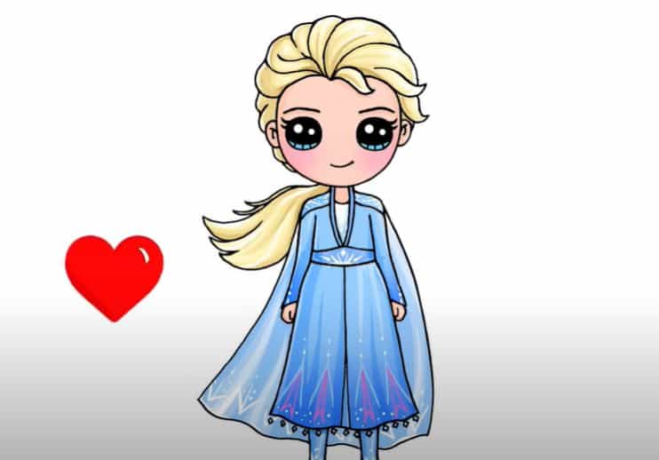 How to Draw cute  Elsa Step by Step