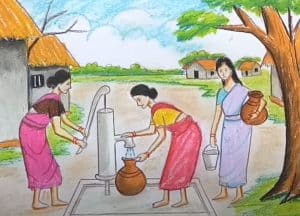 How to draw scenery of Take water