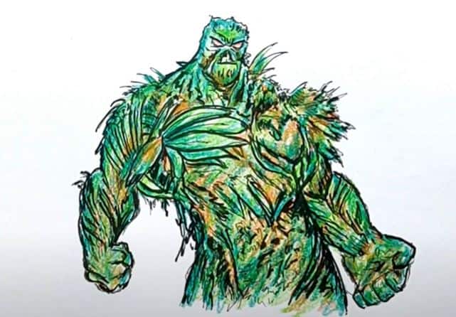How to draw swamp thing step by step