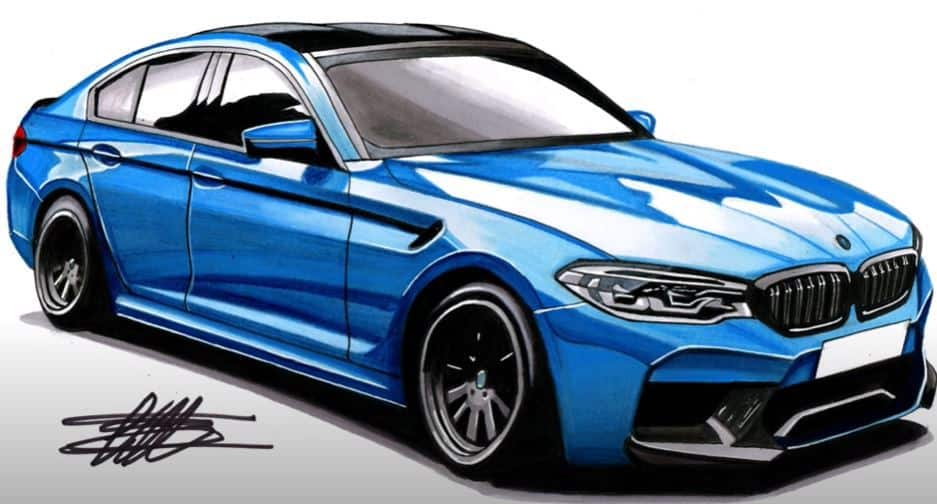 How to Draw a BMW M5 Step by Step || Car Drawing Tutorial for Beginners