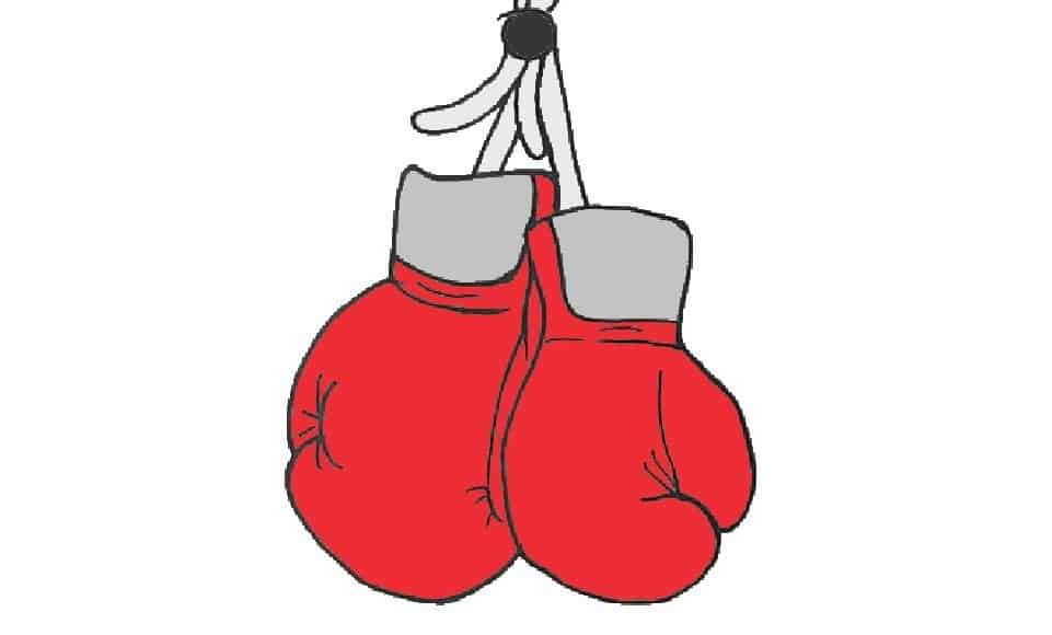 Hanging boxing gloves drawing step by step
